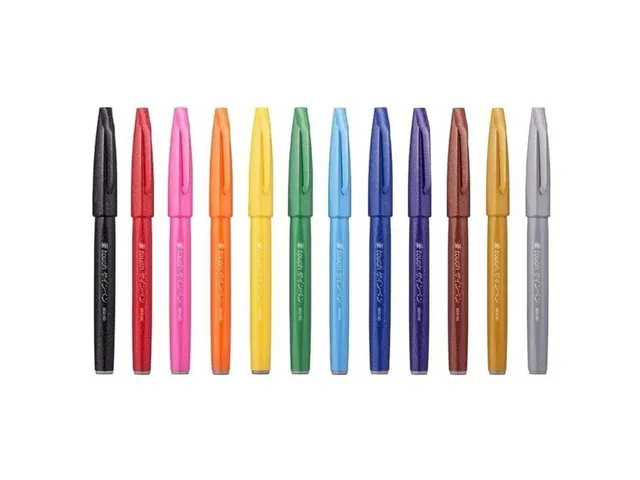 Brushstift Pentel Sign SES15C etui à 12 standaardkleuren