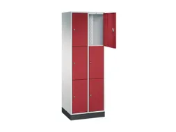 lockerkast,RAL 7035/RAL 3003,HxBxD 1950x620x500mm,2x3vakken,cil.-slot