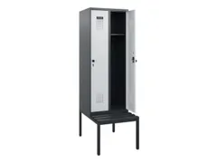 locker met bank,HxBxD 1950x600x815mm,2vak,vak B 300mm,draaigrendel