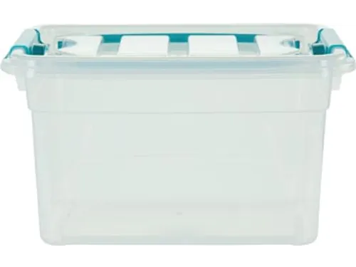 Carry Box opbergdoos 13 liter transparant met blauwe handvat