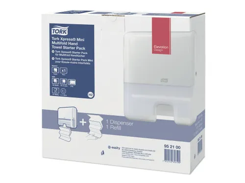 Tork 952100 Startpakket H2 mini Multifold Handdoek Dispenser + refill