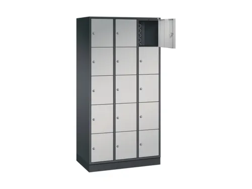 lockerkast,HxBxD 1950x920x500mm,3x5vakken,cil.-slot,sokkel