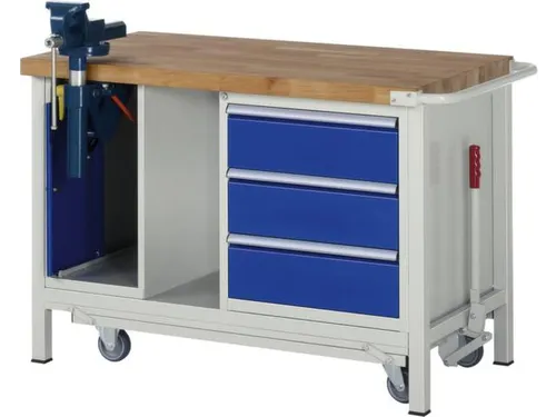 Werkbank 880x1250x700mm Beukenhouten Werkblad 3laden Kast