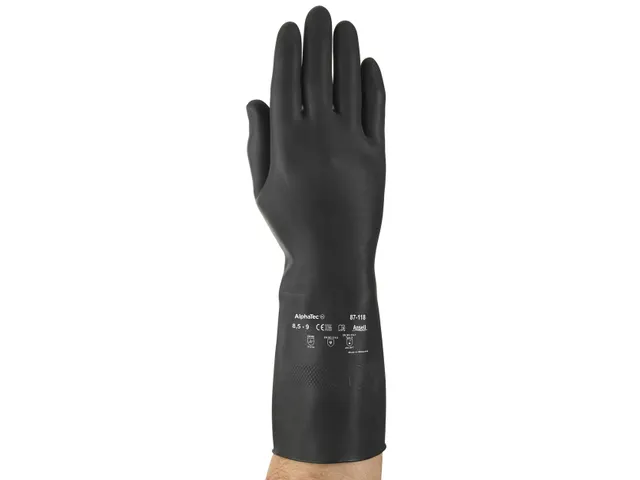 Ansell AlphaTec 87-118 natuurrubberen latex handschoen Zwart maat 9.5