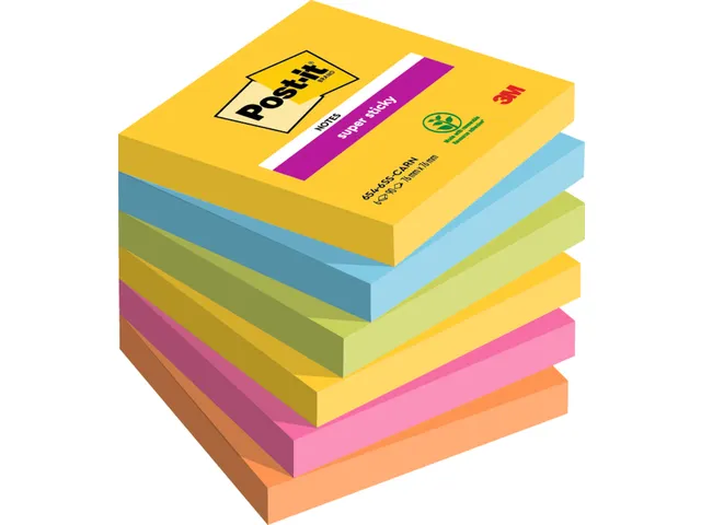 Memoblok 3M Post-it 654-SSRO Super Sticky 76x76mm Rio Assorti