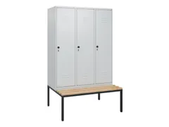 locker met bank,HxBxD 1950x1200x815mm,3vak,vak B 400mm,draaigrendel