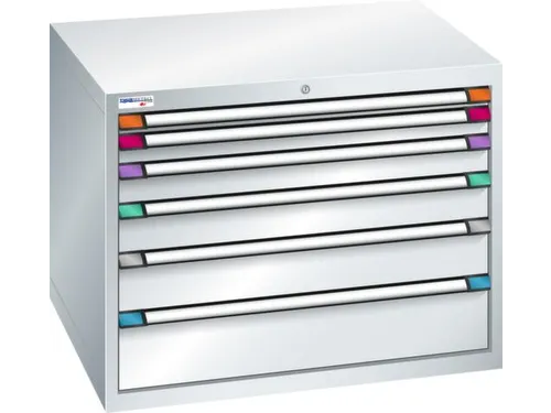 ladekast,HxBxD 800x1005x695mm,6lade(n),cil.-slot,RAL7035,front RAL7035