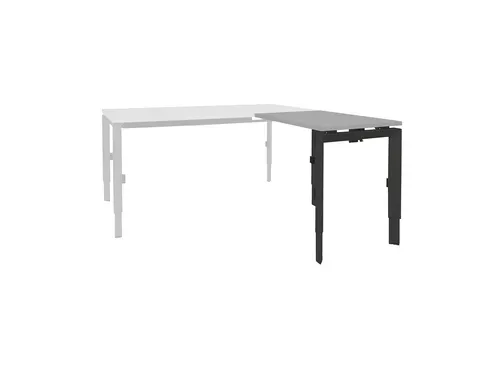 Bureau Linesto N3 aanbouwtafel 120x60cm lichtgrijs 25mm zwart
