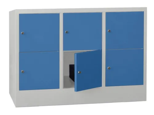 lockerkast,HxBxD 855x1200x500mm,3x2vakken,RAL7035,front RAL5012