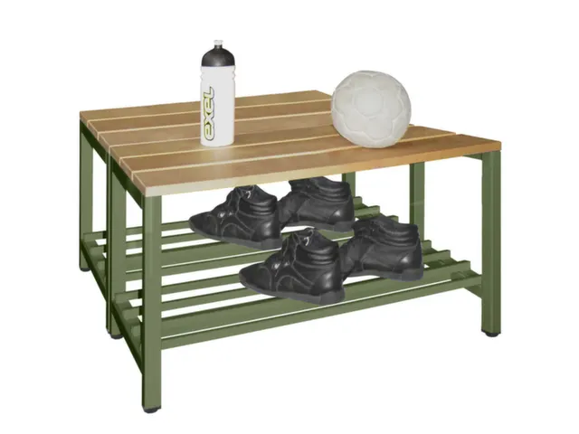 banc double,LxP 1000x740mm,barrettes en bois hêtre,piètement RAL6011