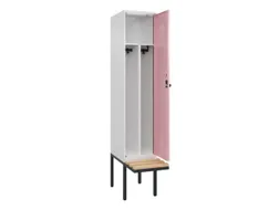 locker met bank,voor scheiding van kleding,HxBxD 2120x400x815mm,1vak