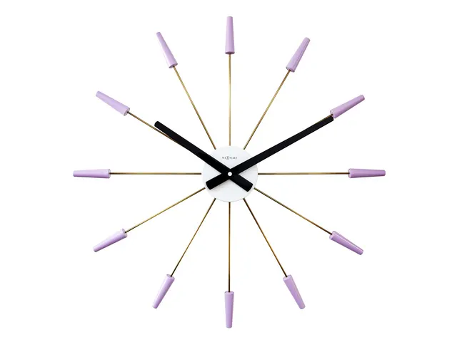 Wandklok NeXtime Plug Inn 58cm lavendel RVS