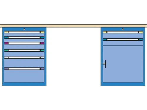 werkbank,HxBxD 840x2500x700mm,multiplexblad,RAL7035,front RAL7035