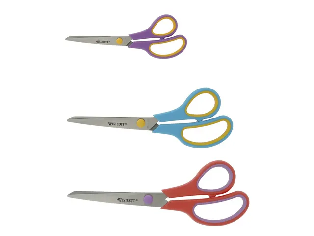 Scharenset Westcott Easy grip 3dlg 20cm ass. kleur RVS ( cassis, turqu