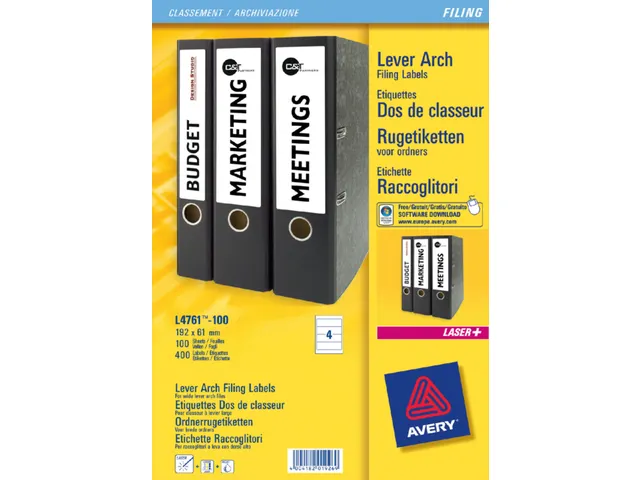 Rugetiket Avery Zweckform breed 61x192mm zelfklevend wit L4761-100