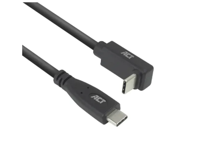 Kabel ACT USB-C standaard naar USB-C hoek boven/beneden 10Gbps 1m
