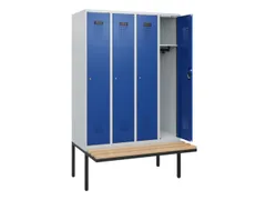 locker met bank,HxBxD 1950x1200x815mm,4vak,vak B 300mm,cilinderslot