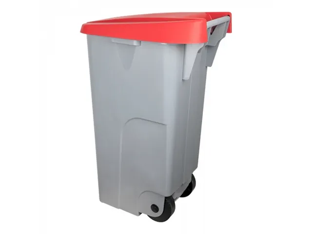 Denox Afvalcontainer Grijs/ Rood 110 liter