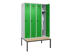 locker met bank,HxBxD 2120x1200x815mm,4vak,vak B 300mm,draaigrendel