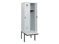locker met bank,HxBxD 1950x600x815mm,2vak,vak B 300mm,draaigrendel