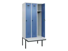 locker met bank,HxBxD 2120x900x815mm,3vak,vak B 300mm,draaigrendel