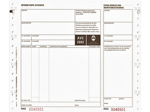 Vrachtbrief IEZZY BVA 1562 240x200mm 4voud 100stuks