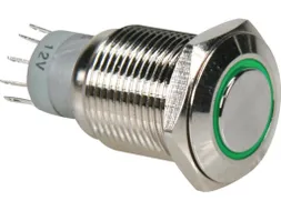 Ronde Metalen Schakelaar Spdt 1NO 1NC - Groene Ring