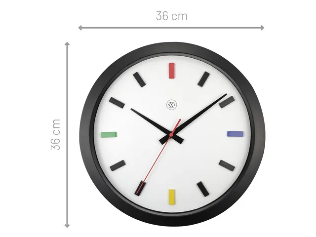 Horloge murale 36cm - Silencieux - Noir/Multicolore - Plastique - nXt