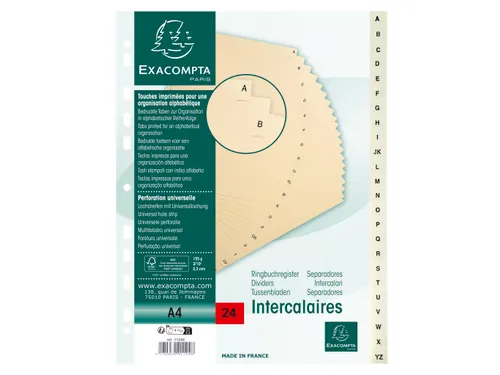 Tabbladen karton 155 g 24 tabs A-Z ivoor