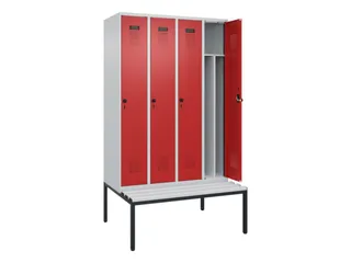 locker met bank,voor scheiding van kleding,HxBxD 2120x1200x815mm,4vak - 1