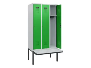 locker met bank,HxBxD 1950x900x815mm,3vak,vak B 300mm,cilinderslot - 1