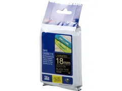 Lettertape Brother Tze-344 18mm goud op zwart