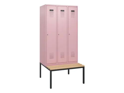 locker met bank,HxBxD 1950x900x815mm,3vak,vak B 300mm,cilinderslot