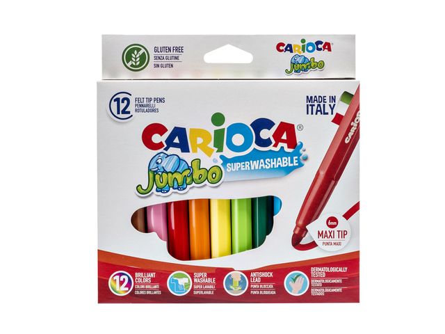 Viltstiften Carioca Jumbo Maxi set à 12 kleuren | ViltstiftenShop.nl