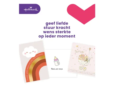 Wenskaart Hallmark Business Box geboorte dochter navulset à 6 stuks