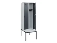 locker met bank,HxBxD 1950x600x815mm,2vak,vak B 300mm,draaigrendel
