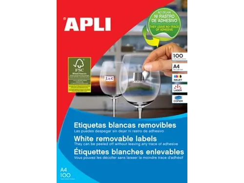 Apli Afneembare Witte Etiketten 210x297mm