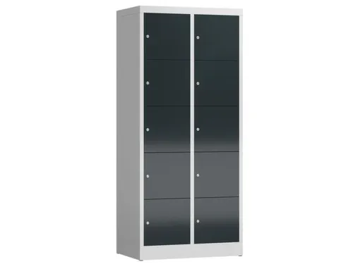 lockerkast,HxBxD 1800x800x500mm,2x5vakken,cil.-slot,romp RAL7035