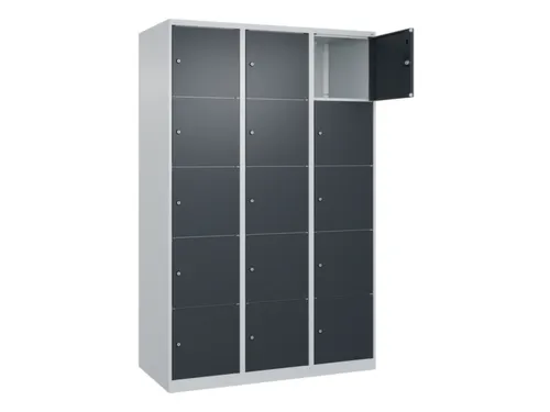 lockerkast,HxBxD 1850x1200x500mm,3x5vakken,vak B 400mm,cil.-slot
