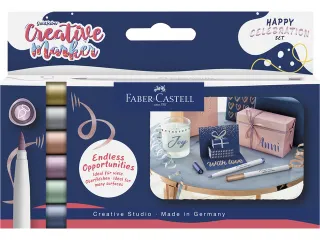 Marker creatief Faber-Castell Goldfaber brushpunt B set a 6 stuks Happ - 2