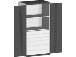 systeemkast 2000x1050x650mm 2xStalen bodem 6laden Ral7035 Ral7016
