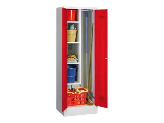 Schoonmaakkast HxBxD 1850x600x500mm Klink Sokkel RAL7035 Front RAL3000 - 2