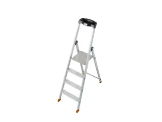 trapladder,eenzijdig,4treden,bordes met profiel,Stand H 0,85m - 1