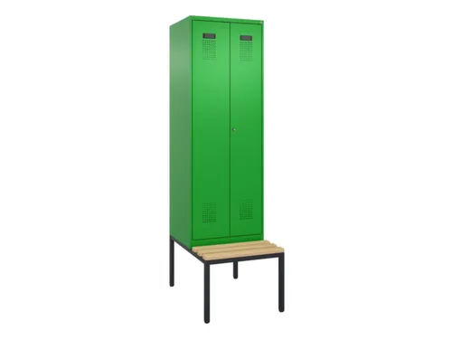 locker met bank,voor scheiding van kleding,HxBxD 2120x600x815mm,2vak