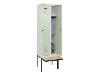 locker met bank,HxBxD 2120x600x815mm,2vak,vak B 300mm,draaigrendel - 1