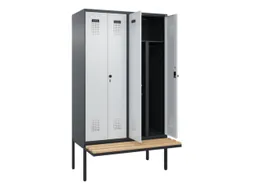 PBM-locker met bank,HxBxD 2120x1200x815mm,4vak,vak B 300mm