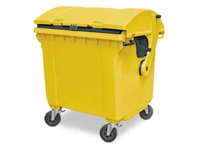 Conteneur à déchets grande capacité couvercle coulissant 1100L jaun