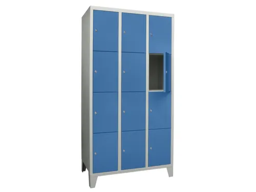 lockerkast,HxBxD 1850x900x500mm,3x4vakken,RAL7035,front RAL5012