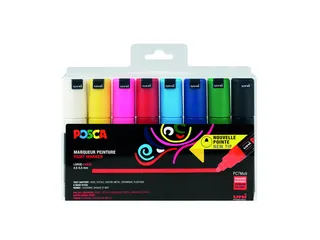 Verfstift Posca PC7M Brede punt 4,5-5,5mm 8 stuks assorti - 1
