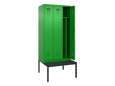 locker met bank,voor scheiding van kleding,HxBxD 2120x900x815mm,3vak